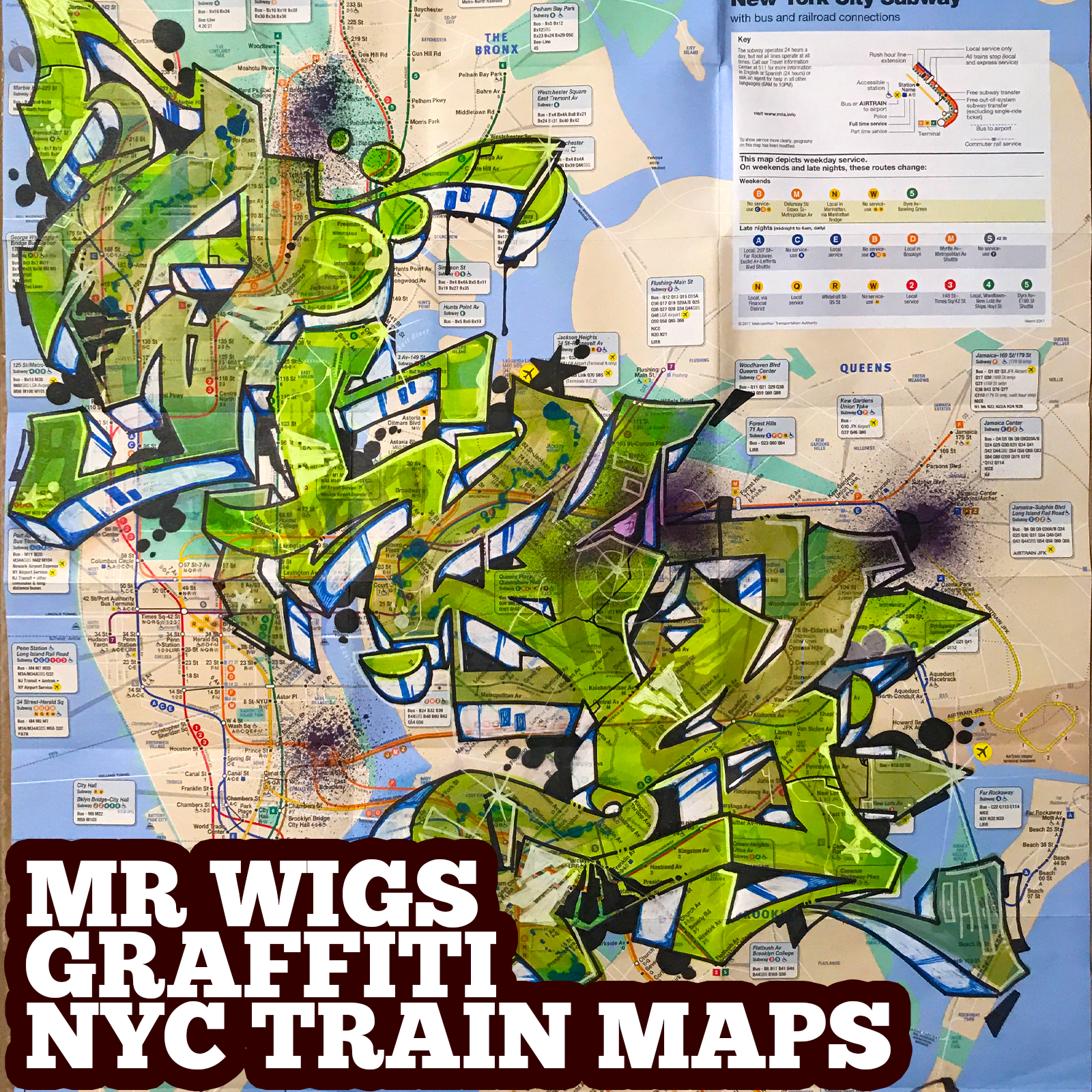 graffiti map wigs green translucent b